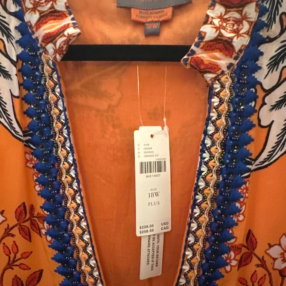 Anthropologie Orange & Navy Floral Maxi Dress - Picture 5 of 5